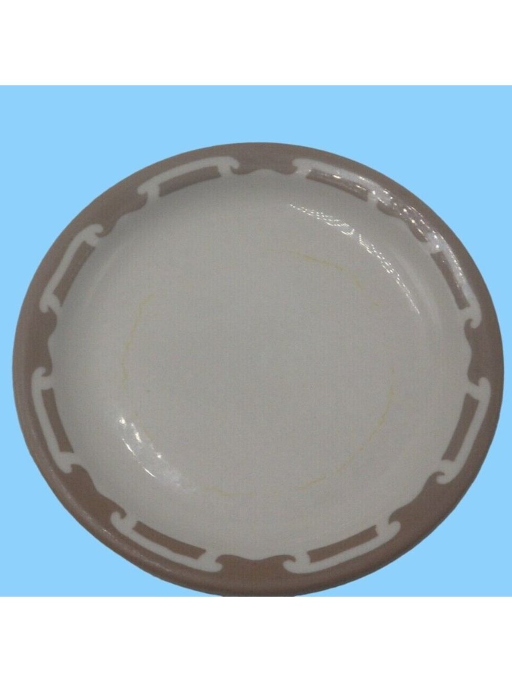 Wallace Salad Plate Restaurant Ware White Brown Rim Dessert Retro USA 6 in